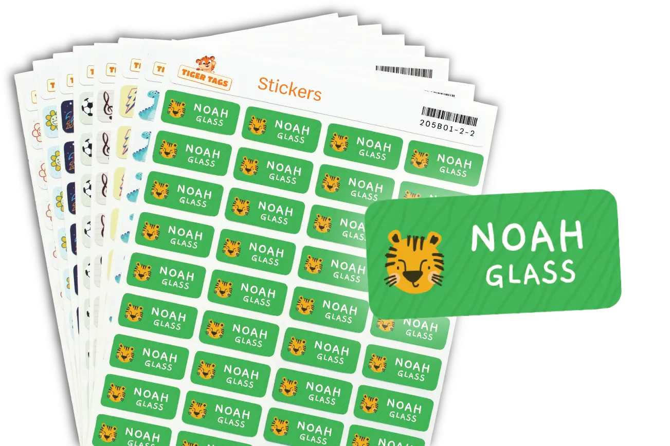 Personalised name stickers by Tiger Tags